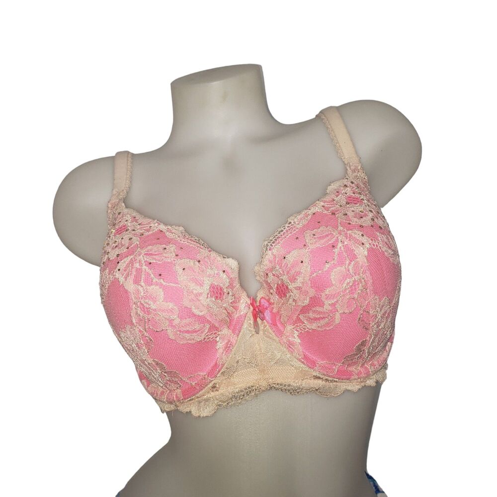 VICTORIAS SECRET Body By Victoria Lined Demi Pink Nude Underwire Lace Bra 36DD